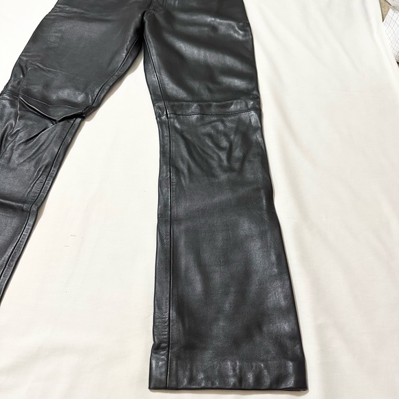 Vintage 90’s Gap Women’s Black Leather High Rise Straight Leg Pants, Rare - 10 - Picture 7 of 10